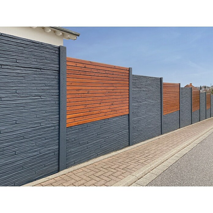 Beckers Betonzaun Zaunelement Standard Toscana Motiv (200 x 38,5 cm, Beton, Betongrau) | BAUHAUS