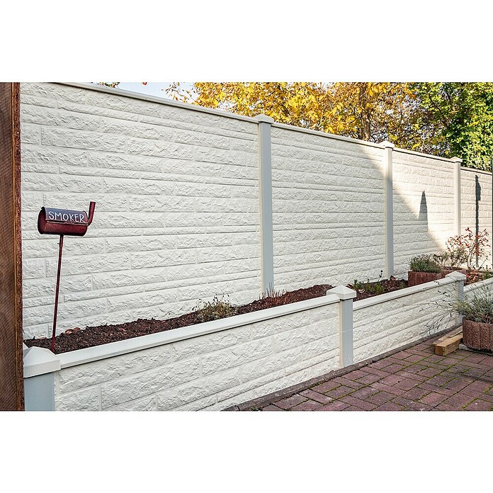 Beckers Betonzaun Zaunelement Klassik Fels Motiv (184 x 26 cm, Beton, Betongrau) | BAUHAUS