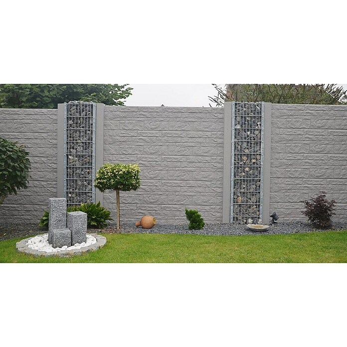 Beckers Betonzaun Zaunelement Standard Fels Motiv (200 x 38,5 cm, Beton, Betongrau) | BAUHAUS