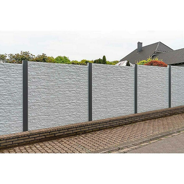Beckers Betonzaun Zaunelement Klassik Montana Motiv (184 x 26 cm, Beton, Betongrau) | BAUHAUS