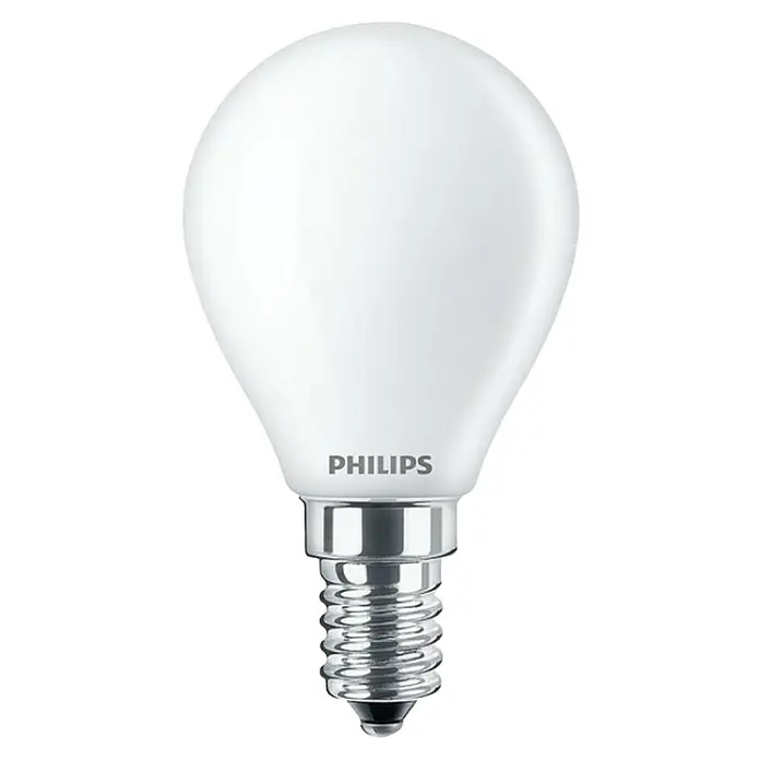 Philips Bombilla LED Classic CDL - E14, No regulable, Blanco diurno, 470 lm, 40 W - Primer plano de una bombilla LED Philips con base pequeña, prometiendo una iluminación cálida y suave para tu espacio.\n