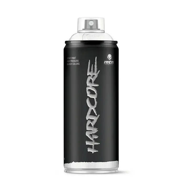 mtn Pintura decorativa en spray Hardcore - Blanco divinidad, Resplandeciente, 400 ml - Spray negro MTN Hardcore, alta presión, colores brillantes para arte de graffiti vibrante, que ofrece una excelente cobertura y un acabado profesional.
