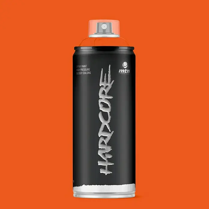 mtn Pintura decorativa en spray Hardcore - Naranja, Resplandeciente, 400 ml - Bote de spray MTN Hardcore con colores brillantes para proyectos de graffiti y arte, ideal para aplicaciones de alta presión.