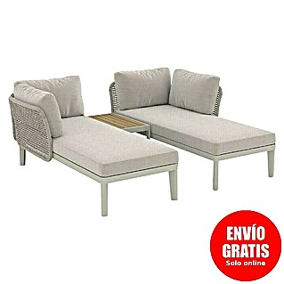 Sunfun Solo Conjunto de muebles chaise lounge + mesa auxiliar (3 pzs., Gris claro)