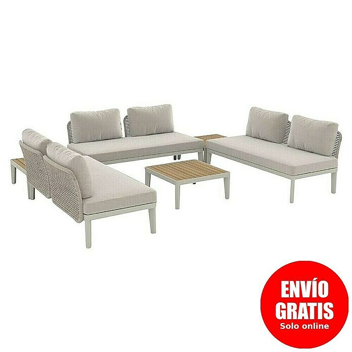 Sunfun Solo Conjunto de muebles sofá + mesa de centro (6 pzs., Gris claro) | BAUHAUS