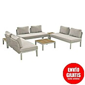 Sunfun Solo Conjunto de muebles sofá + mesa de centro (6 pzs., Gris claro) | BAUHAUS