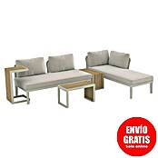 Sunfun Solo Conjunto de muebles chaise lounge + sofá + mesa auxiliar (5 pzs., Gris claro) | BAUHAUS