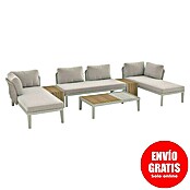 Sunfun Solo Conjunto de muebles chaise lounge + sofá + mesa + mesa auxiliar (6 pzs., Gris claro) | BAUHAUS
