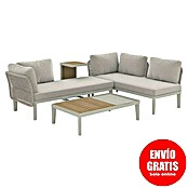 Sunfun Solo Conjunto de muebles chaise lounge + mesa + mesa auxiliar (4 pzs., Gris claro) | BAUHAUS