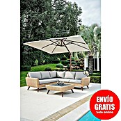 Conjunto de muebles Royal sofá esquinero + mesa (2 pzs., Ratán sintético/Aluminio, Beige) | BAUHAUS