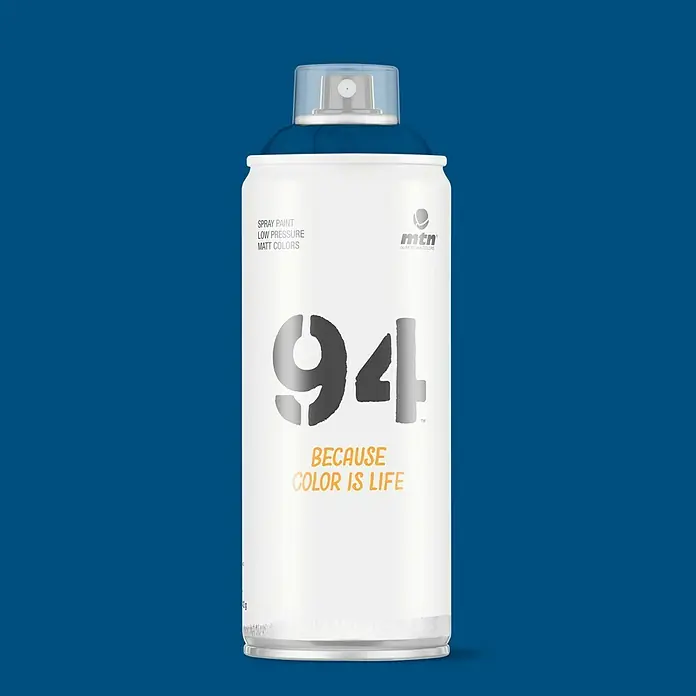 mtn Pintura decorativa en spray 94 - Azul oscuro, Mate, 400 ml - Spray MTN 94, pintura en aerosol mate de baja presión y alta calidad para proyectos creativos y aplicaciones profesionales.