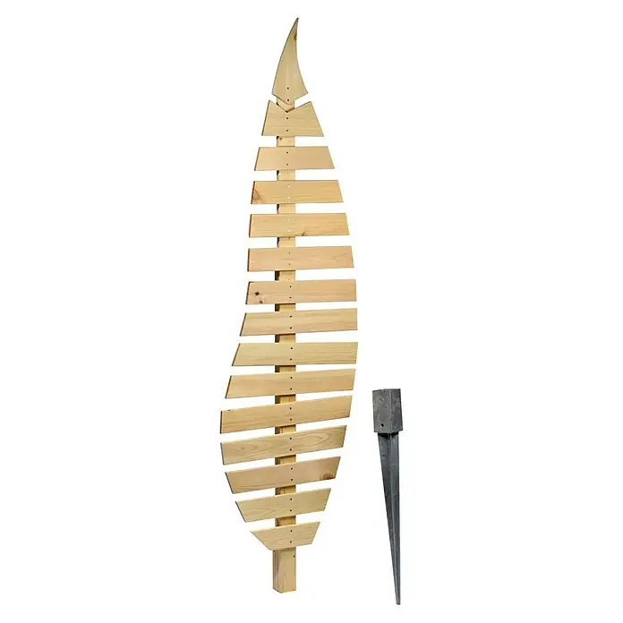 Dobar Rankgitter Bambus - B x H: 6 x 197 cm, Lärche, Metall - Eine spiralförmige, hölzerne Tannenbaum-Skulptur, gefertigt aus hellen Holzlatten, ideal als moderne Weihnachtsdeko.