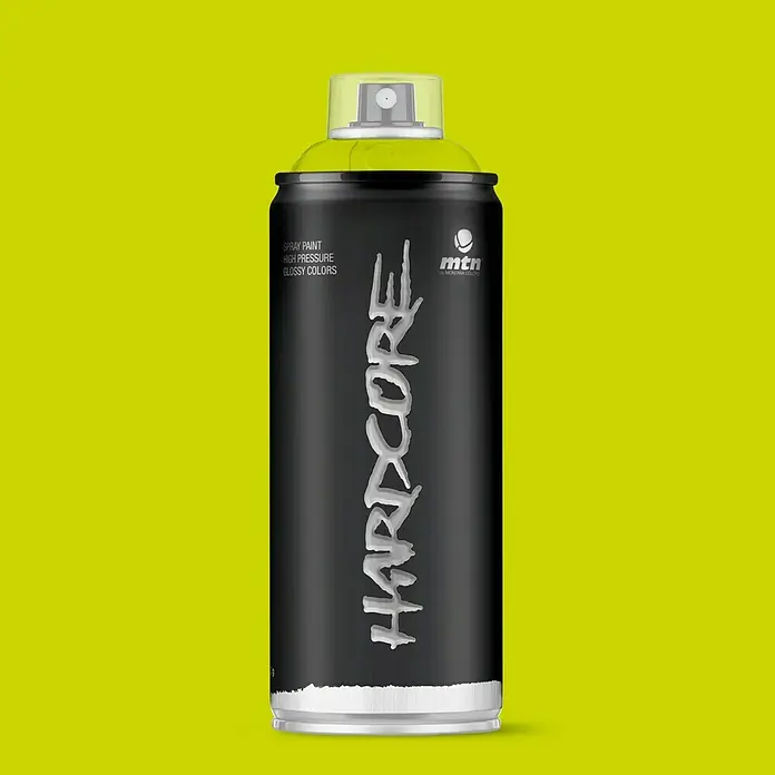 mtn Pintura decorativa en spray Hardcore - Verde Mojito, Brillante, 400 ml - Bote de pintura en aerosol MTN Hardcore, alta presión, colores brillantes, ideal para graffiti y bricolaje.