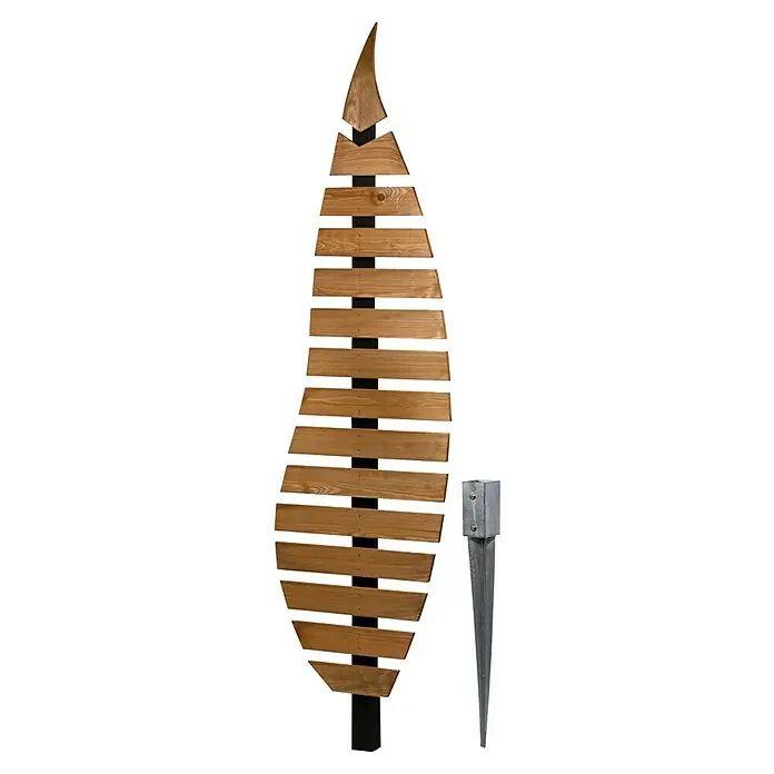 Dobar Rankhilfe Abstractus - B x H: 6 x 197 cm, Metall - Windspiel aus Holzlatten und Metallpfosten. Das Windspiel ist spiralförmig angeordnet und bietet ein rustikales Design für den Garten.
