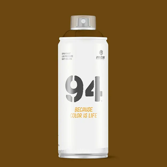 mtn Pintura decorativa en spray 94 - Marrón topo, Mate, 400 ml - Bote de spray de pintura MTN 94 en marrón mate. Ideal para proyectos de arte y grafitis, esta pintura ofrece gran cobertura y fácil aplicación.