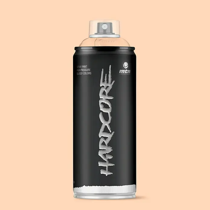 mtn Pintura decorativa en spray Hardcore - Marrón druida, Brillante, 400 ml - Bote de spray negro MTN Hardcore con letras plateadas, ideal para proyectos de arte y grafiti.