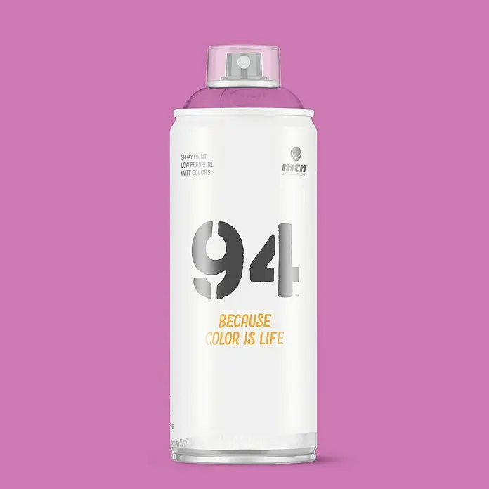 mtn Pintura decorativa en spray 94 - Violeta raval, Mate, 400 ml - Bote de pintura en aerosol MTN 94 en violeta vibrante. Ideal para grafitis y proyectos artísticos, esta pintura ofrece un acabado mate y baja presión.