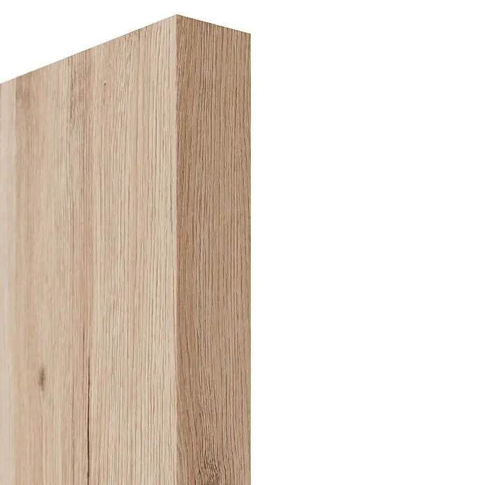 Entravia Holzschiebetür - 860 x 1.985 mm, CPL, Eiche Vintage, Mit Griffmuschelpaar, Passend für: Entravia Simple-Pocket Schiebetürsystem - Nahaufnahme einer hellbraunen Holzplatte mit deutlicher Maserung, ideal für Möbel oder Wandverkleidungen.