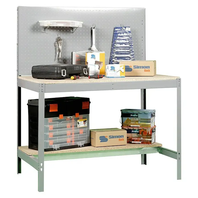 Simonrack Simonwork Werkbank BT2 1500 - Grau, Breite: 151 cm - Werkbank mit Werkzeugen und Zubehör. Die Werkbank bietet viel Stauraum und Arbeitsfläche.