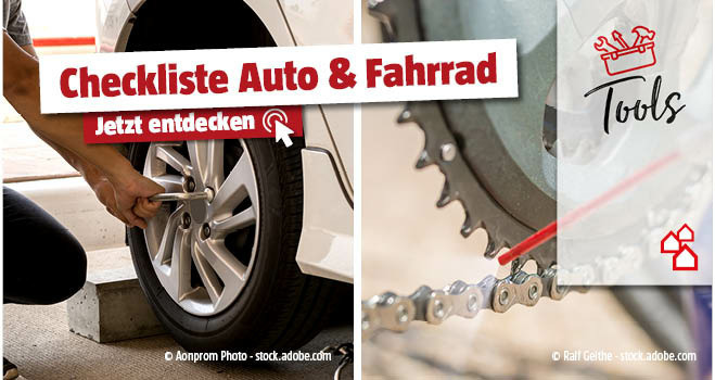 Frühlingschek Auto und Fahrrad