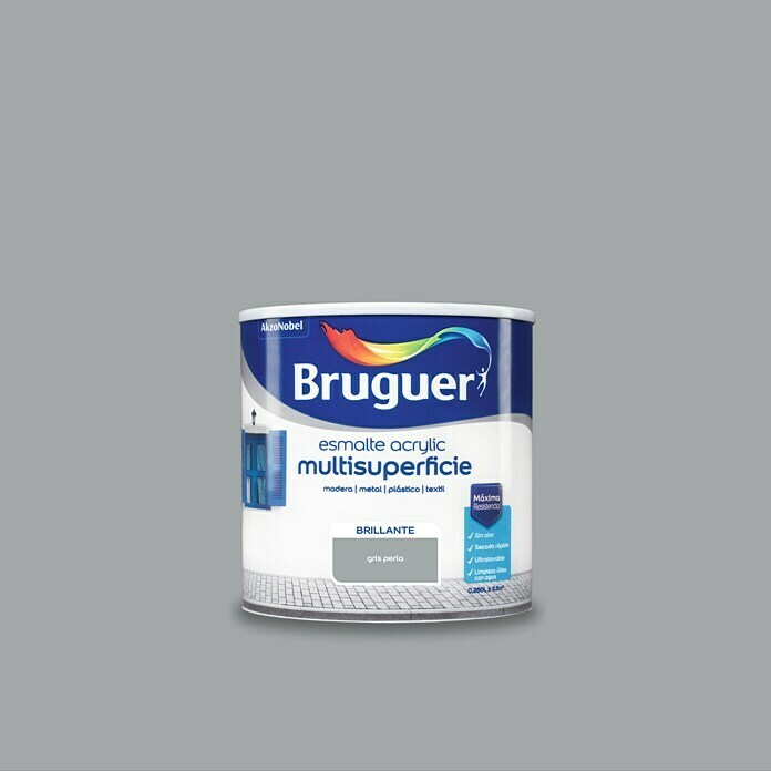 Bruguer Esmalte de color Acrylic multisuperficie (Gris perla, 250 ml, Brillante)