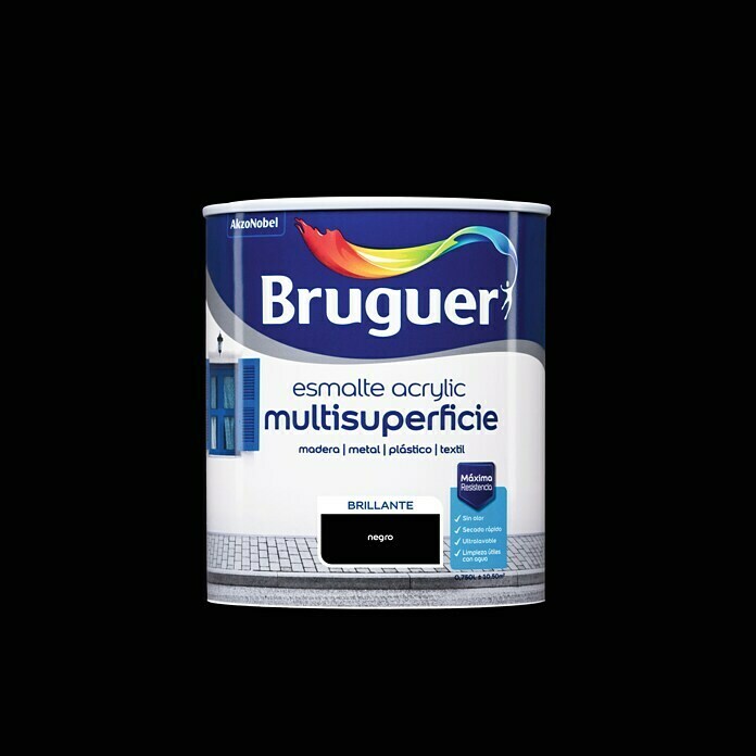 Bruguer Esmalte de color Acrylic multisuperficie (Negro, 750 ml, Brillante)
