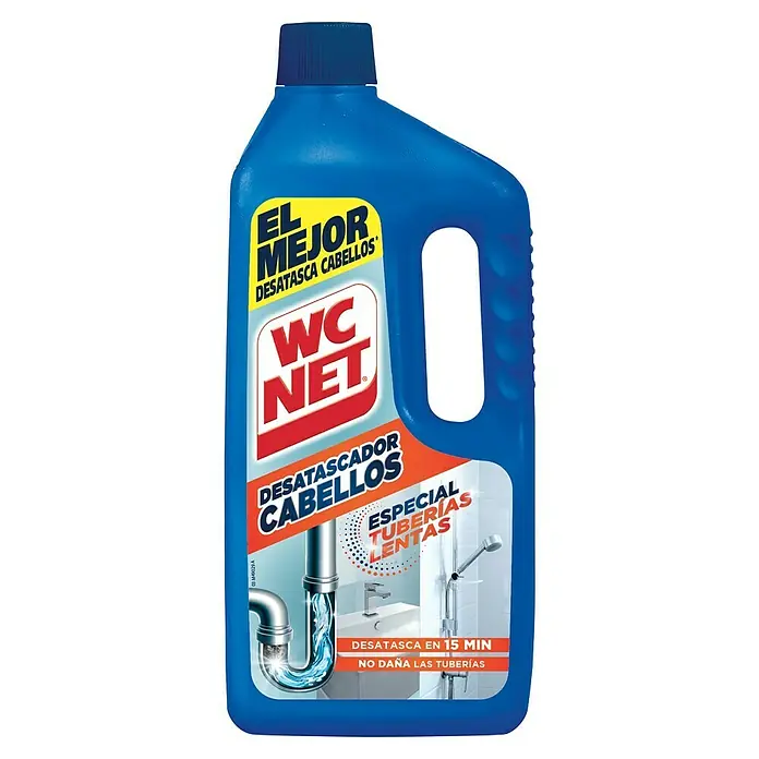Desatascador Cabellos WCNET - 1 l, Botella - Desatascador WC Net para cabellos, ideal para desatascar tuberías, especialmente para desagües lentos.