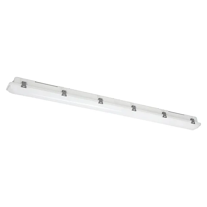 Eglo Feuchtraumleuchte Expert Prime - 24 W, L x B x H: 119 x 8,5 x 8 cm, Grau, Neutralweiß - Lange weiße wasserdichte Leuchte mit grauen Metallclips.
