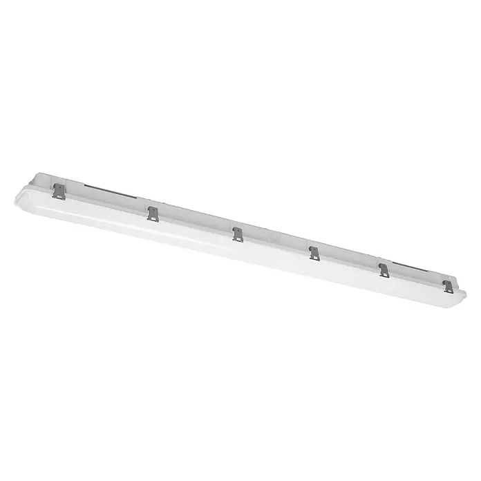 Eglo Wand- & Deckenleuchte Expert Ammoniak - 24,5 W, L x B x H: 119 x 8,5 x 8 cm, Grau, Neutralweiß - Eine LED-Feuchtraumleuchte mit grauen Halterungen zur Deckenmontage, ideal für Umgebungen mit hoher Luftfeuchtigkeit.
