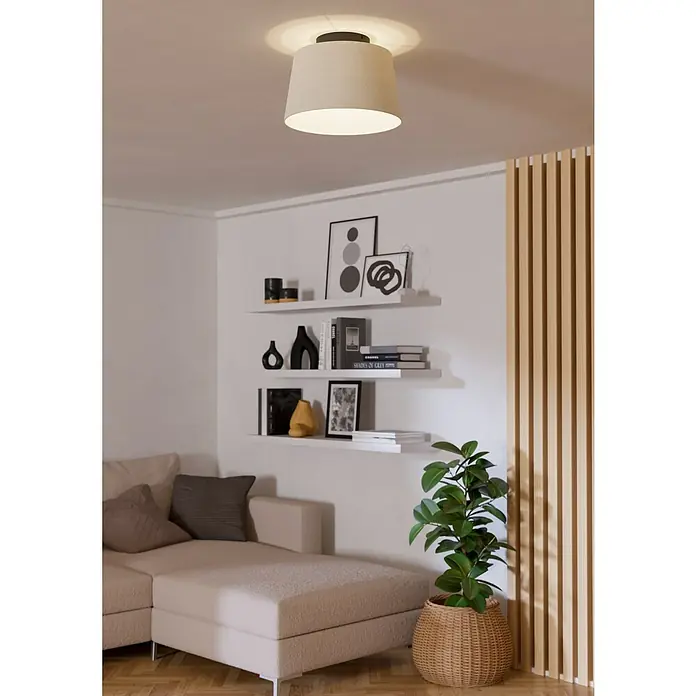 Eglo LED-Deckenleuchte Febres - 60 W, Schwarz, Weiß, Durchmesser: 35 cm - Eine moderne Deckenleuchte mit Stoffschirm sorgt für stilvolle Beleuchtung im Raum. Das Design passt perfekt zu minimalistischer Einrichtung.