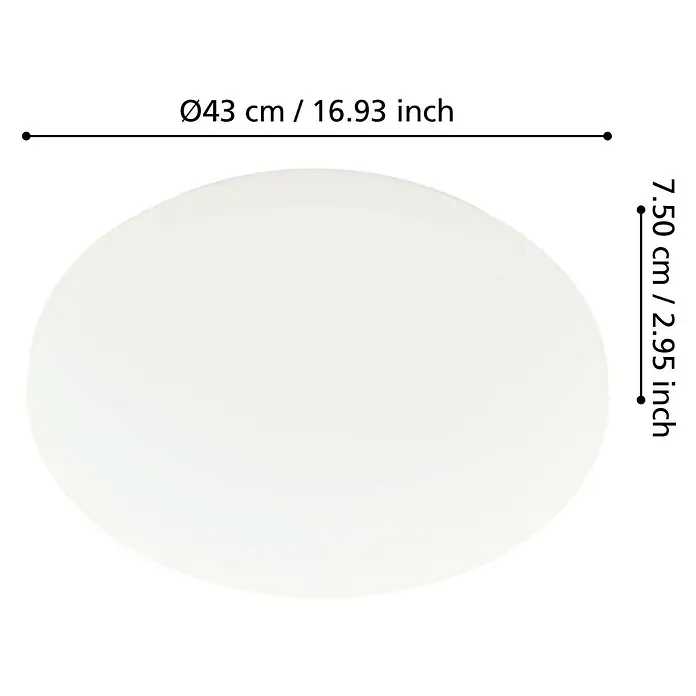 Eglo LED-Deckenleuchte Approdo - 36 W, Weiß, Warmweiß, Durchmesser: 43 cm - Abmessungen des Produkts: Dieser Artikel ist 43 cm breit und 7,5 cm hoch.