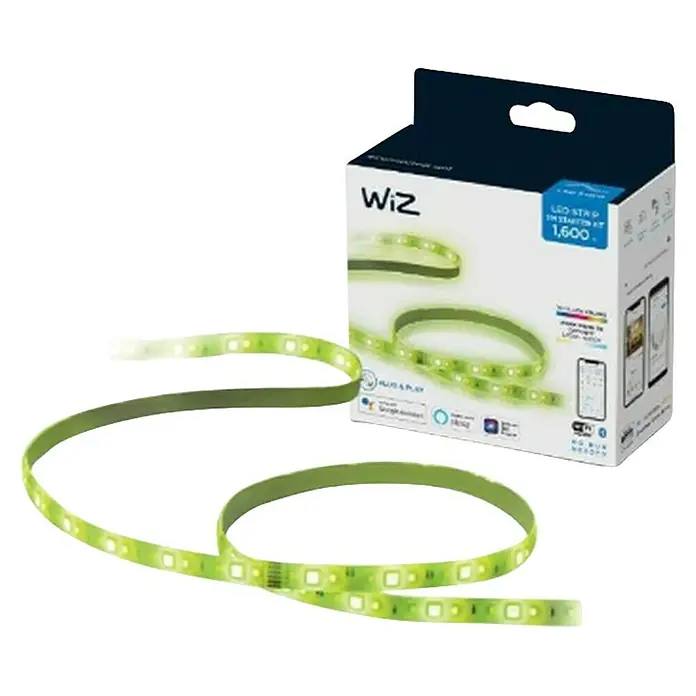 Philips Wiz Smart-LED-Band - Länge: 2 m, RGBW, 20 W, 1.600 lm - WiZ LED-Streifen-Starterkit mit LED-Leuchtband und Verpackung. Das perfekte smarte Licht für dein Zuhause!