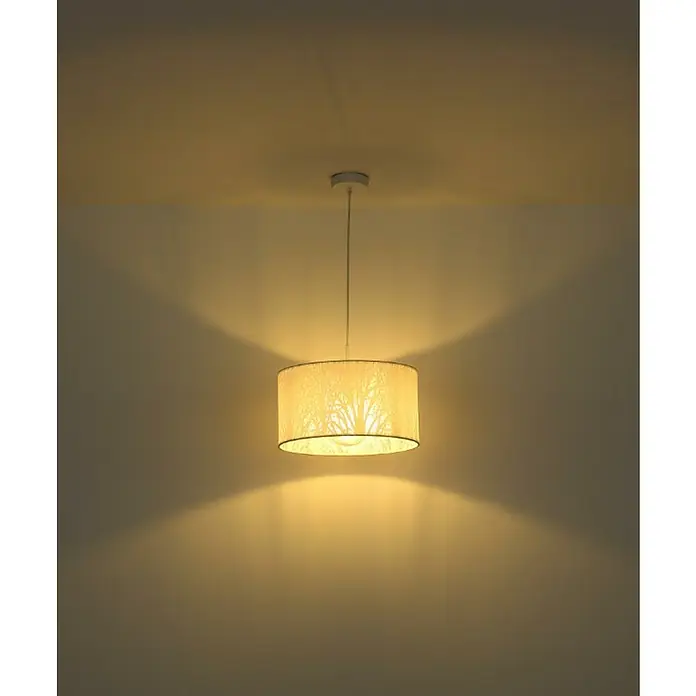 Globo Ramas Lámpara colgante redonda - 40 W, Ø x Al: 38 x 120 cm, Blanco, E27 - Esta lámpara colgante, con su suave brillo y delicado patrón, añade un ambiente cálido a cualquier habitación.