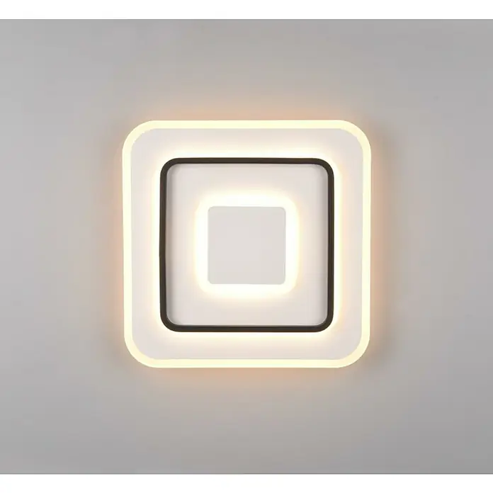 Reality Leuchten Plafón LED Jora - 45 W, L x An x Al: 40 x 40 x 6 cm, Blanco, Blanco cálido - Moderna lámpara de techo LED con diseño cuadrado en blanco y negro, que proporciona una luz cálida y acogedora. Perfecta para interiores modernos.