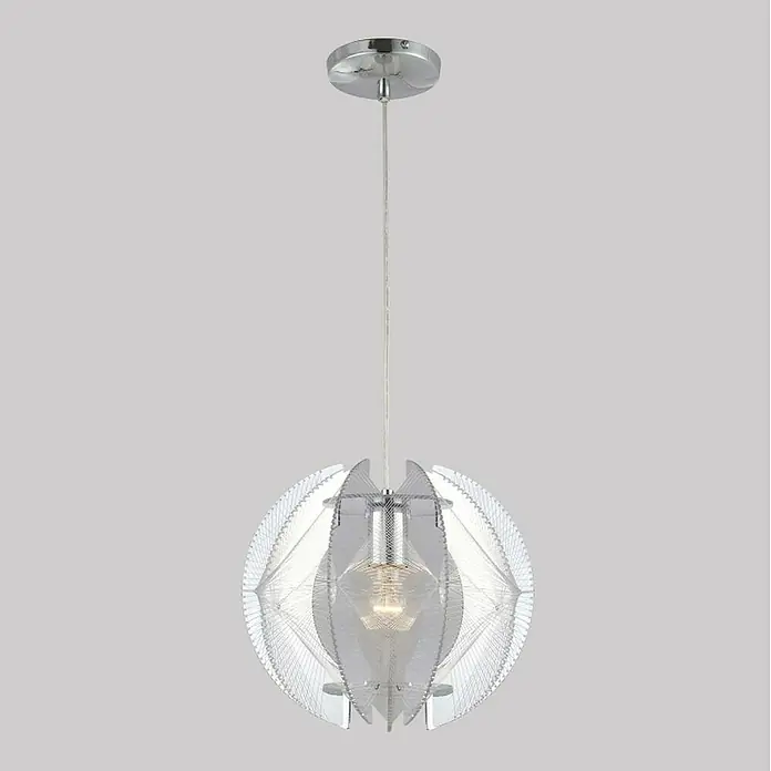 Globo Pollux Lámpara colgante redonda Seda - 60 W, Ø x Al: 32 x 110 cm, Cromo, E27 - Lámpara colgante moderna con pantalla esférica y fuente de luz brillante, ideal para una iluminación elegante.