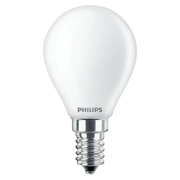Philips Bombilla LED Classic CDL - E14, No regulable, Blanco diurno, 806 lm, 60 W, Vela - Primer plano de una bombilla LED Philips con acabado mate y base E14. Iluminación eficiente para tu hogar.