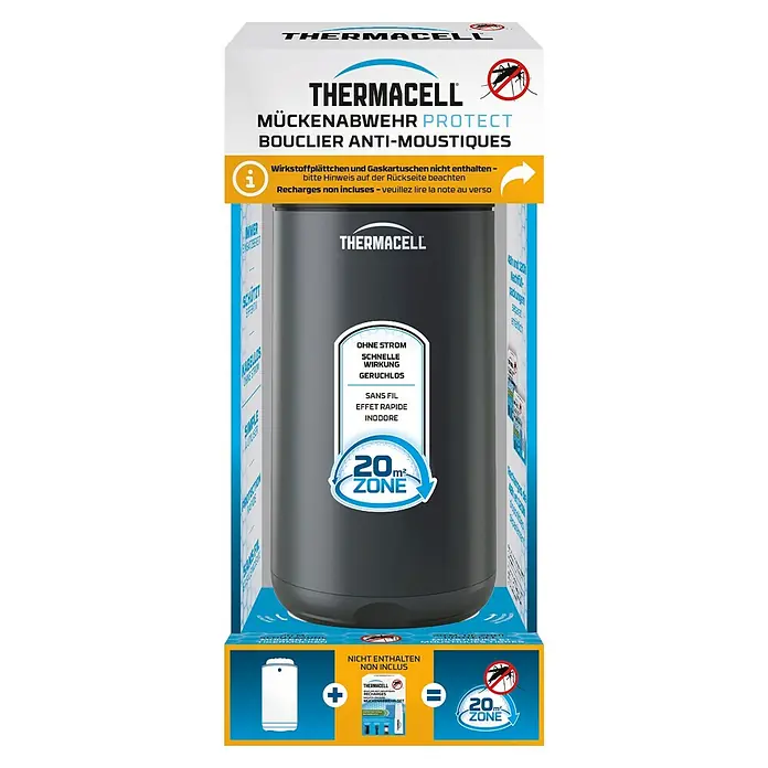 Thermacell Stechmückenschutz Gerät Protect ohne Wirkstoff - Graphit - Dunkelgraues Thermacell Mückenabwehrgerät, kabellos, geruchlos, schafft eine 20m² Schutzzone. Nachfüllpackungen nicht enthalten.