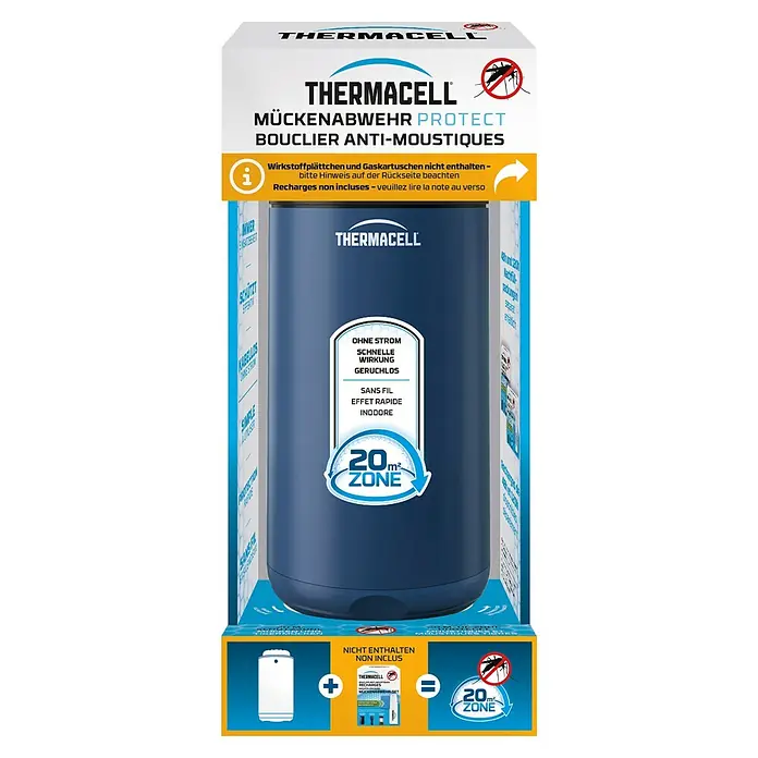 Thermacell Stechmückenschutz Gerät Protect ohne Wirkstoff - Navy Blue - Blaues Thermacell Mückenabwehrgerät für 20m² Schutz. Nachfüllpacks (Kartuschen & Plättchen) sind nicht enthalten, separat erhältlich.