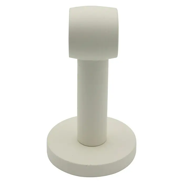 Expo Ambiente Träger Noble - Elfenbein, Geeignet für: Gardinenstangen Ø 20 mm, 8,4 cm - Nahaufnahme einer einzelnen, weißen Gardinenstangenhalterung. Das Design ist schlicht und modern, ideal für minimalistische Dekore.
