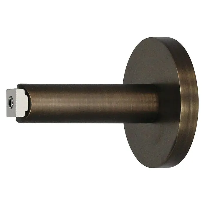 Expo Ambiente Träger Match - Bronze, Geeignet für: Gardinenstangen Ø 25 mm, 8 cm - Nahaufnahme einer Gardinenstangenhalterung in Bronzeoptik, die eine elegante und stabile Befestigung für Vorhänge bietet.