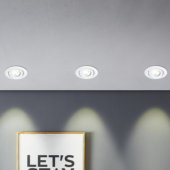 Eglo Set okroglih LED vgradnih svetilk Saliceto Mini-Puck 2  (4,2 W, Ø x V: 7,7 x 2,3 cm, Bela, Toplo bela) | Vgradni žarometi | Reflektorji in žarometi | Svetila | Elektro in svetila | Izdelki | BAUHAUS