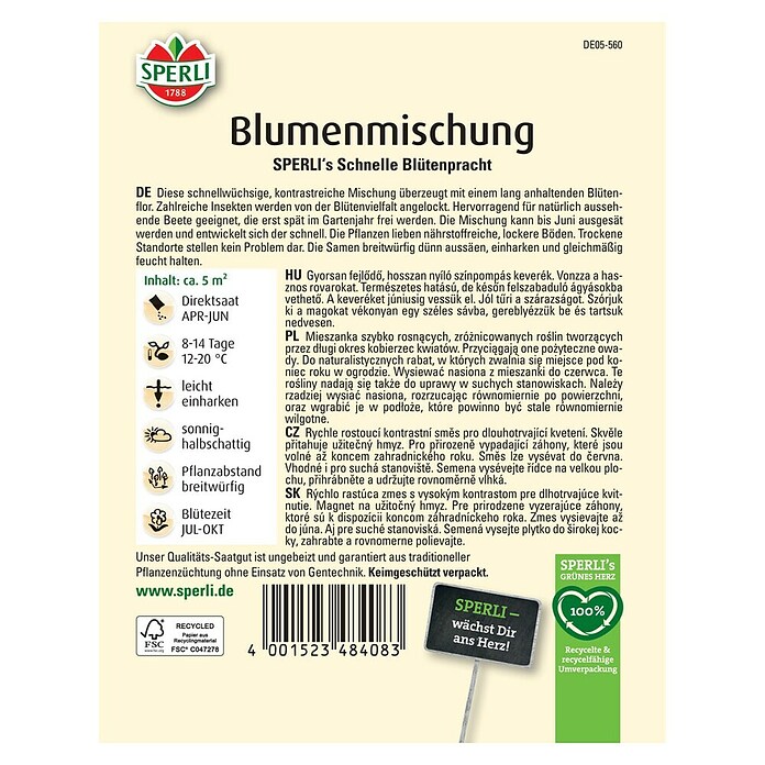 Sperli Blumensamenmischung Blumen-Mischung (Mischung, Mehrfarbig, 5 m²) | BAUHAUS