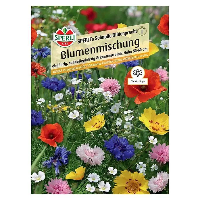 Sperli Blumensamenmischung Blumen-Mischung - Mischung, Mehrfarbig, 5 m² - Blumenmischung von Sperli, eine einjährige, schnellwüchsige und kontrastreiche Mischung, ideal für eine farbenfrohe Blütenpracht im Garten.