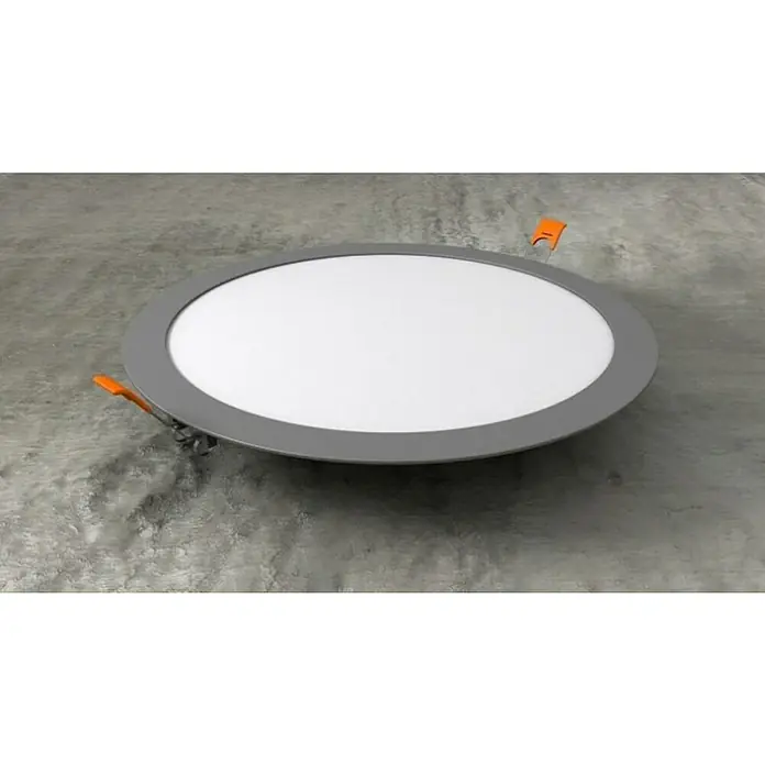 Alverlamp Downlight empotrable LED redondo Aluminio - 12 W, Ø x Al: 17,2 x 2 cm, Aluminio, Blanco neutro - Lámpara de techo LED: Moderna lámpara de techo LED redonda con borde gris y campo de luz blanco, ideal para una iluminación elegante y eficiente.