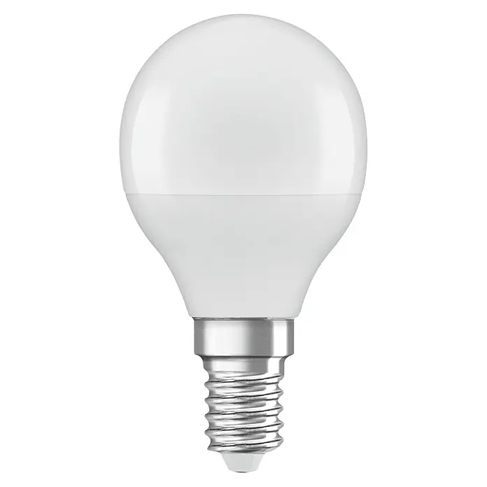 Osram Bombillas LED Star classic - E14, No regulable, Blanco cálido, 250 lm, 3,3 W - Primer plano de una bombilla LED E14, destacando su opción de iluminación de bajo consumo.