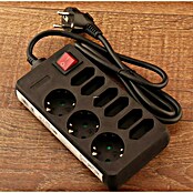 Base de enchufe múltiple (x 3, Negro, 1,4 m, 3.500 W, Protección contra contacto accidental)