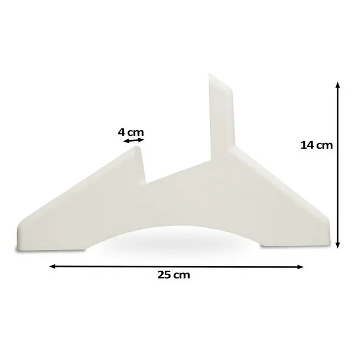 HJM Soporte de sujeción para emisores térmicos RFC - Plástico - Imagen de un atril blanco de 25 cm de ancho y 14 cm de alto, con un compartimento de 4 cm de grosor.