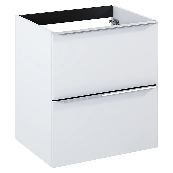 Riva Beauty 2.0 Waschtischunterschrank - B x T x H: 58,5 x 43,7 x 63,5 cm, Weiß Matt - Weißer Badezimmerschrank mit Schubladen und silbernen Griffen. Das Möbelstück ist modern und funktional für jedes Badezimmer.