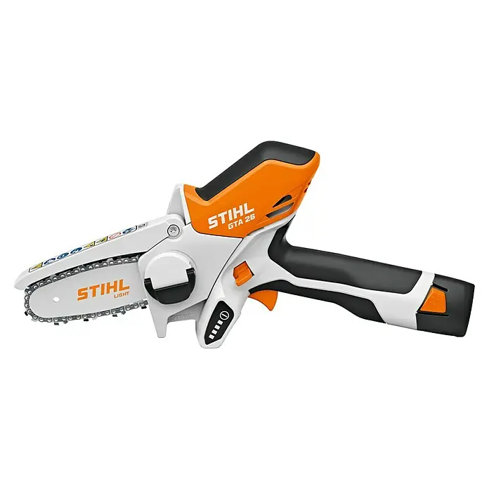 Stihl AS Akku-Astsäge GTA 26 - 10,8 V, Li-Ionen, 1 Akku - Das Bild zeigt eine STIHL GTA 26 Akku-Handsäge, ein kompaktes und vielseitiges Werkzeug für Gartenarbeiten und Holzzuschnitt.
