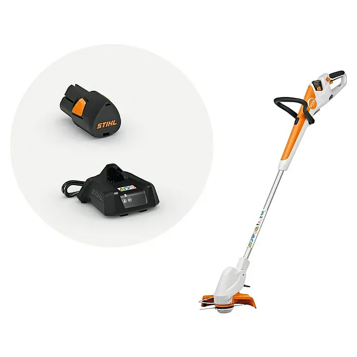 Stihl AS Akku-Motorsense FSA 30 - 10,8 V, 2,6 Ah, 1 Akku, Schnittbreite Messer: 23 cm - Akkubetriebener Rasentrimmer und Ladegerät von Stihl, ideal für Gartenarbeiten.